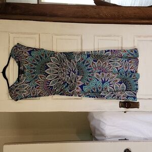 Infocus Studio blue, torquoise, white, red paisley patterned dress. Size 12